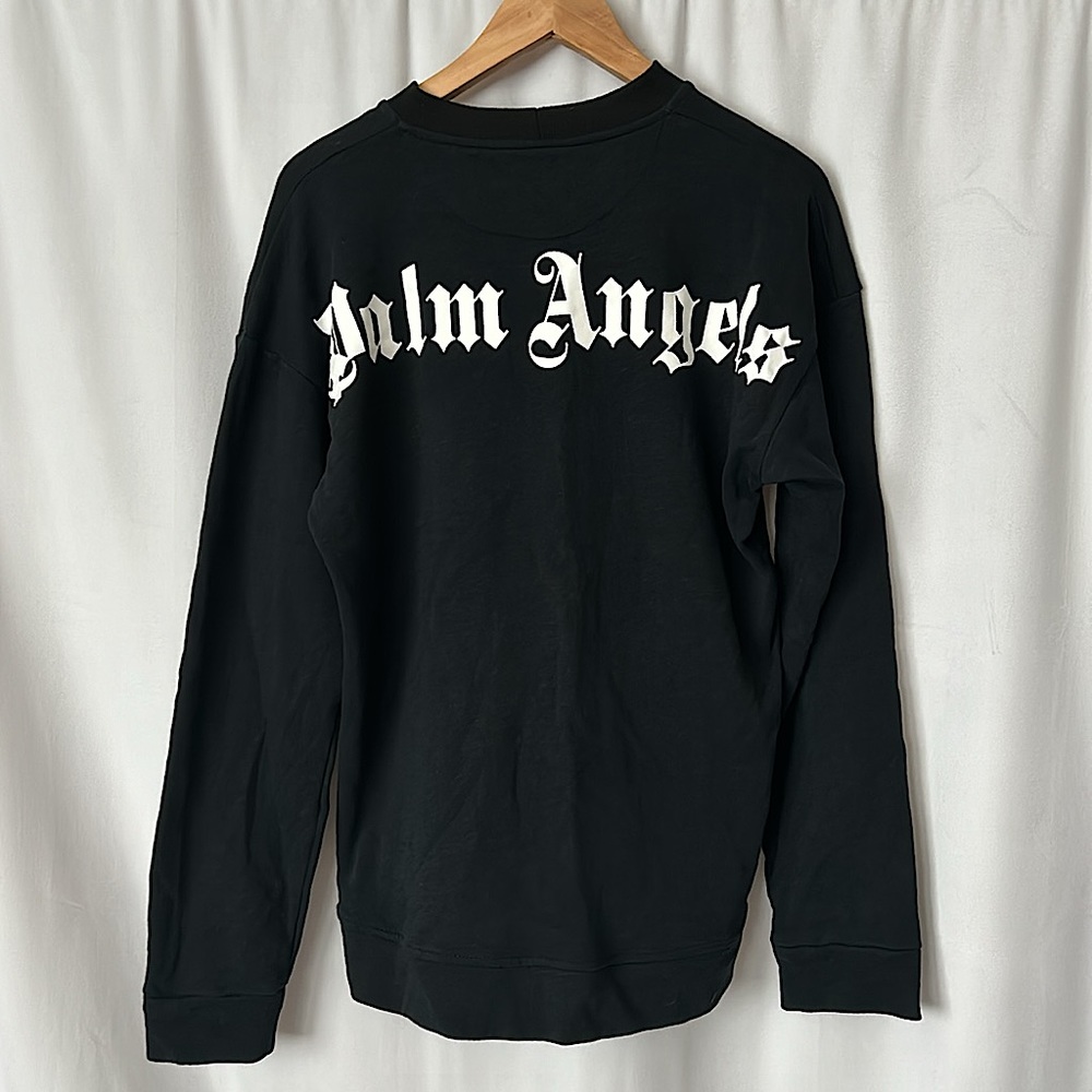 Palm Angels Black Long Sleeve Logo Sweatshirt Top **Approx Size L** - Picture 2 of 4
